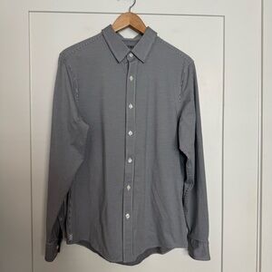 Rhone Commuter Shirt Mens Sz M Gray Slim Fit Striped Long Sleeve Stretch